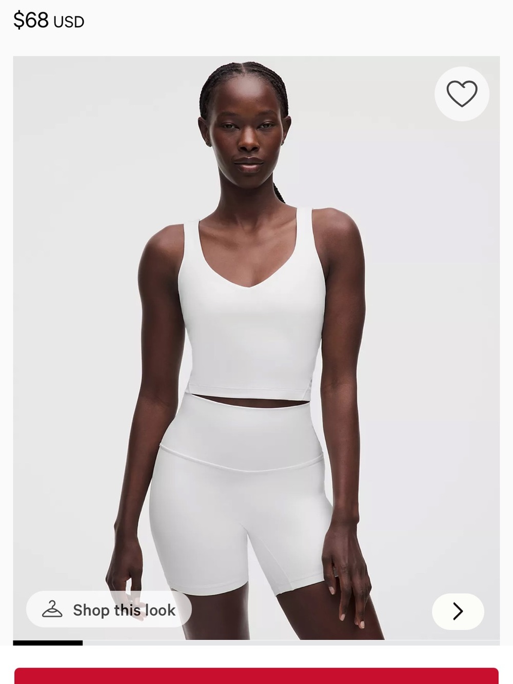 lululemon athletica align White Cropped V‑Neck Tank